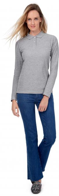 Polo b&c polo id.001 a maniche lunghe da donna