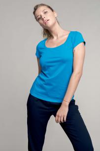 Magliette kariban donna a maniche corte e scollo a barchetta