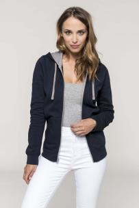 Felpe kariban felpa donna con cappuccio a contrasto full zip