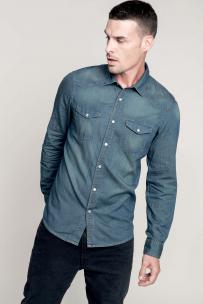 Camicie kariban camicia uomo denim maniche lunghe