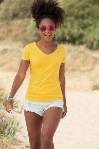 Magliette fruit of the loom lady-fit value weight scollo a v